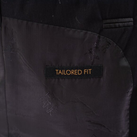 Jos A Bank Signature Gold Tailored Fit Black Wool Herringbone 44R Suit Jacket 2 - Picture 9 of 13